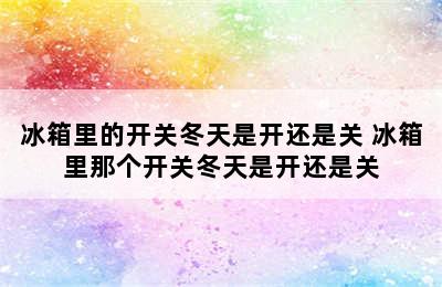 冰箱里的开关冬天是开还是关 冰箱里那个开关冬天是开还是关